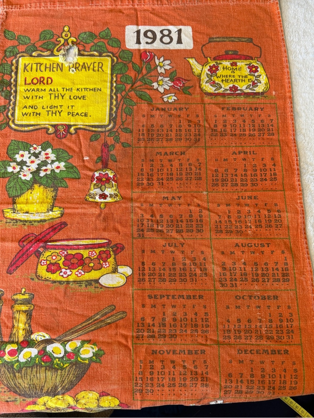 Vintage linen tea towel 1981 Kitchen Prayer